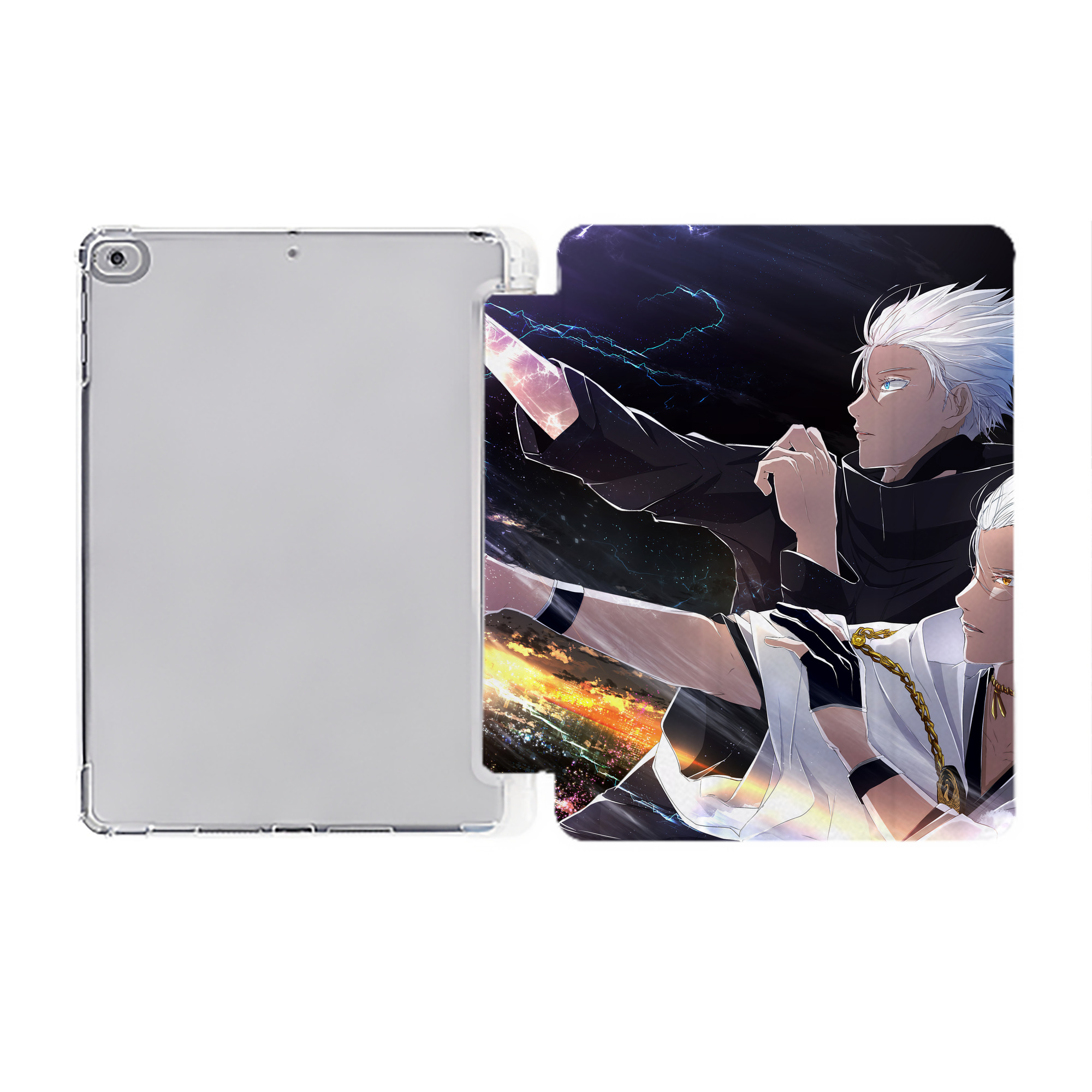 （画像用） 呪術廻戦 Jujutsu Kaisen IPad ケース ペン収納付き 三つ折りスタンド PUレザー×シリコン 対応機種9.5/10.5/10.9インチ